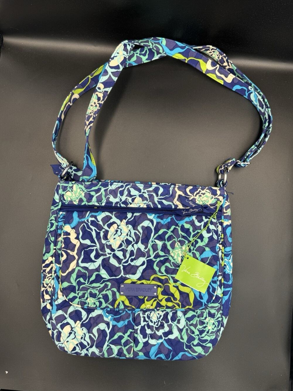NWT Vera Bradley Katalina Blues Floral Double Zip Quilted Crossbody Bag